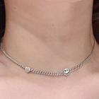 925 Sterling Silver Smile Necklace Xl0322 - Marcasite Sterling - One Size