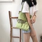 Lettering Canvas Shopper Bag Matcha Green - One Size