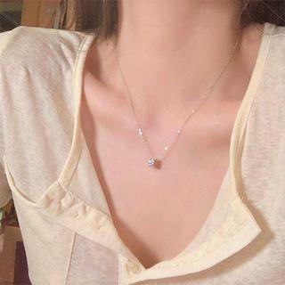Rhinestone Pendant Stainless Steel Necklace 1 Pc - Silver - One Size