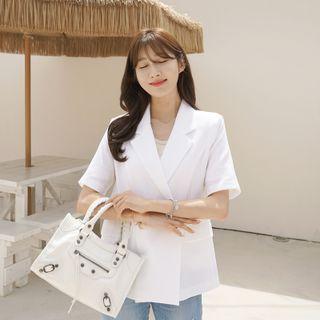 Elbow-sleeve Double-button Blazer