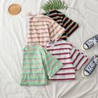 Striped Tie-side Short-sleeve Top