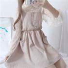 Lace Long-sleeve Blouse / Sleeveless Dress / Set