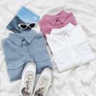Puff-sleeve Plain Pocket Shirt