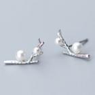 925 Sterling Silver Faux Pearl Branches Earring 1 Pair - S925 Silver - Silver - One Size