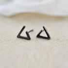925 Sterling Silver Triangle Earrings Houndstooth - Black - 925 Silver - Silver