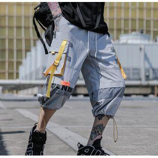 Drawstring-cuff Cropped Straight-leg Cargo Pants