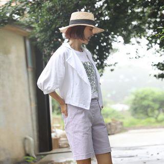 Puff-sleeve Linen Blend Jacket