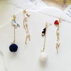 Non-matching Alloy Unicorn Pom Pom Dangle Earring 1 Pair - Earring - Pompom - Blue - One Size