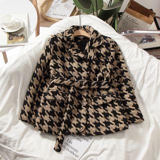 Houndstooth Coat Houndstooth - Milk Tea & Black - One Size