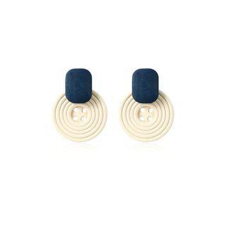 Button Wooden Dangle Earring