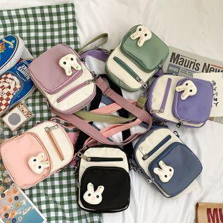 Rabbit Brooch Two-tone Crossbody Bag
