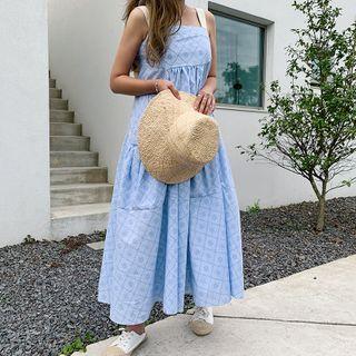 Flared Paisley Long Pinafore Dress