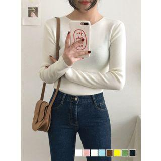 V-neck Slim-fit Knit Top In 8 Colors