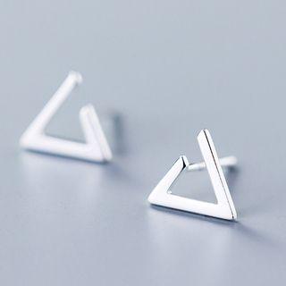 925 Sterling Silver Open Triangle Earring S925 Silver - Stud Earring - Triangle - One Size