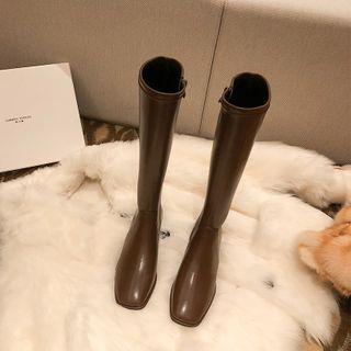 Square-toe Faux Leather Tall Boots