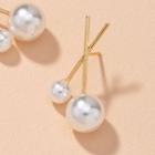 Cross Alloy Faux Pearl Earring 1 Pair - Gold - One Size