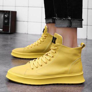 High-top Lettering Lace-up Sneakers