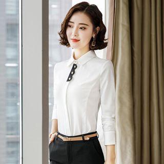 Long-sleeve Color Block Shirt / Dress Pants / Set