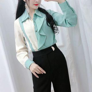Two-tone Ruffle Blouse