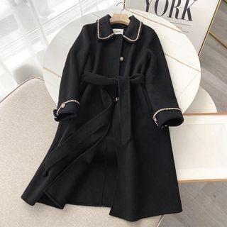 Rhinestone Button-up Long Coat
