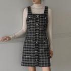 Fringed Tweed Overall Dress