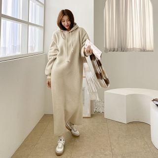 Sherpa-fleece Maxi Hoodie Dress