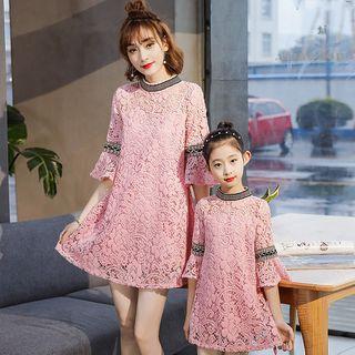 Family Matching 3/4-sleeve Lace Dress