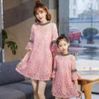 Family Matching 3/4-sleeve Lace Dress