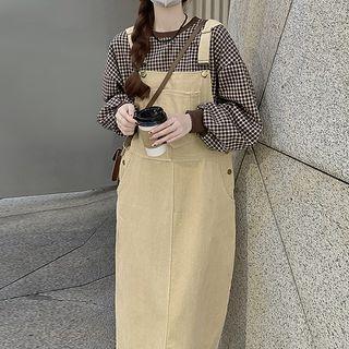 Corduroy Jumper Dress / Wide Plaid Sweatshirt