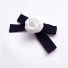 Floral Accent Bow Hair Clip White - One Size
