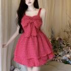 Layered Ribbon-accent Sleeveless Mini Dress
