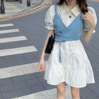 Short-sleeve Shirt Dress / Sleeveless Denim Top