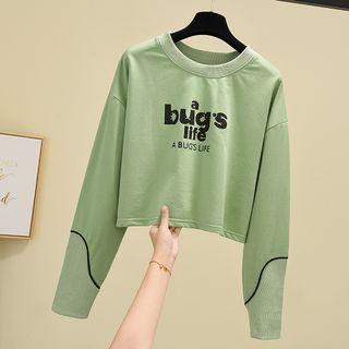 Long-sleeve Letter Printed Cropped Sweatshirt