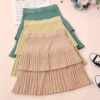 Mini A-line Tiered Knit Skirt