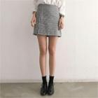 Scalloped Glen-plaid A-line Miniskirt