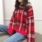 Hooded Check Sweater