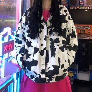 Cow Print Button-up Jacket