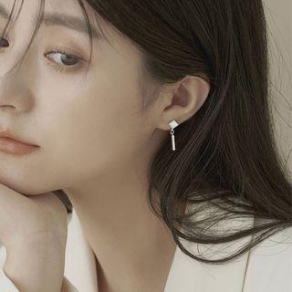 Geometric Asymmetrical Sterling Silver Dangle Earring 1 Pair - Drop Earring - 925 Silver - Non-matching - Silver - One Size