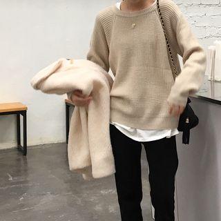 Long-sleeve Plain Knit Sweater