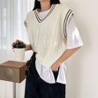 V-neck Piped Sweater Vest