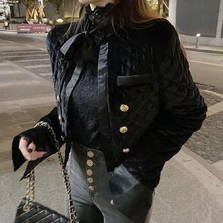 Set: Double-breasted Cropped Jacket + Buttoned Skinny Jeans