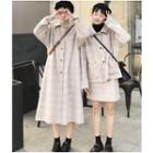 Plaid Buttoned Long Coat / Coat / Mini Skirt
