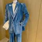 Velvet Loose-fit Blazer / Velvet Wide-leg Pants
