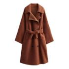 Double-breasted Faux Shearling Midi Coat