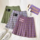 Color-block Plaid High-waist Pleated Skirt