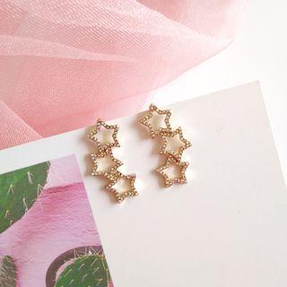 Rhinestone Star Dangle Earring Stud Earrings - 1 Pair - - One Size