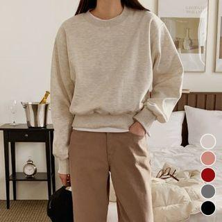 Pile-lined Plain Sweatshirt