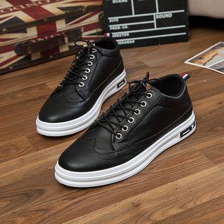 Wing-tip Faux Leather Sneakers