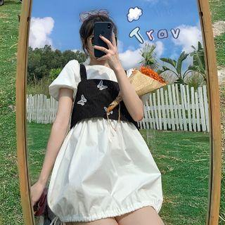 Plain Short-sleeve Dress / Butterfly Sleeveless Top