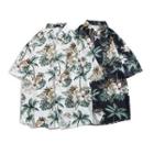 Short-sleeve Tree Print Hawaiian Shirt